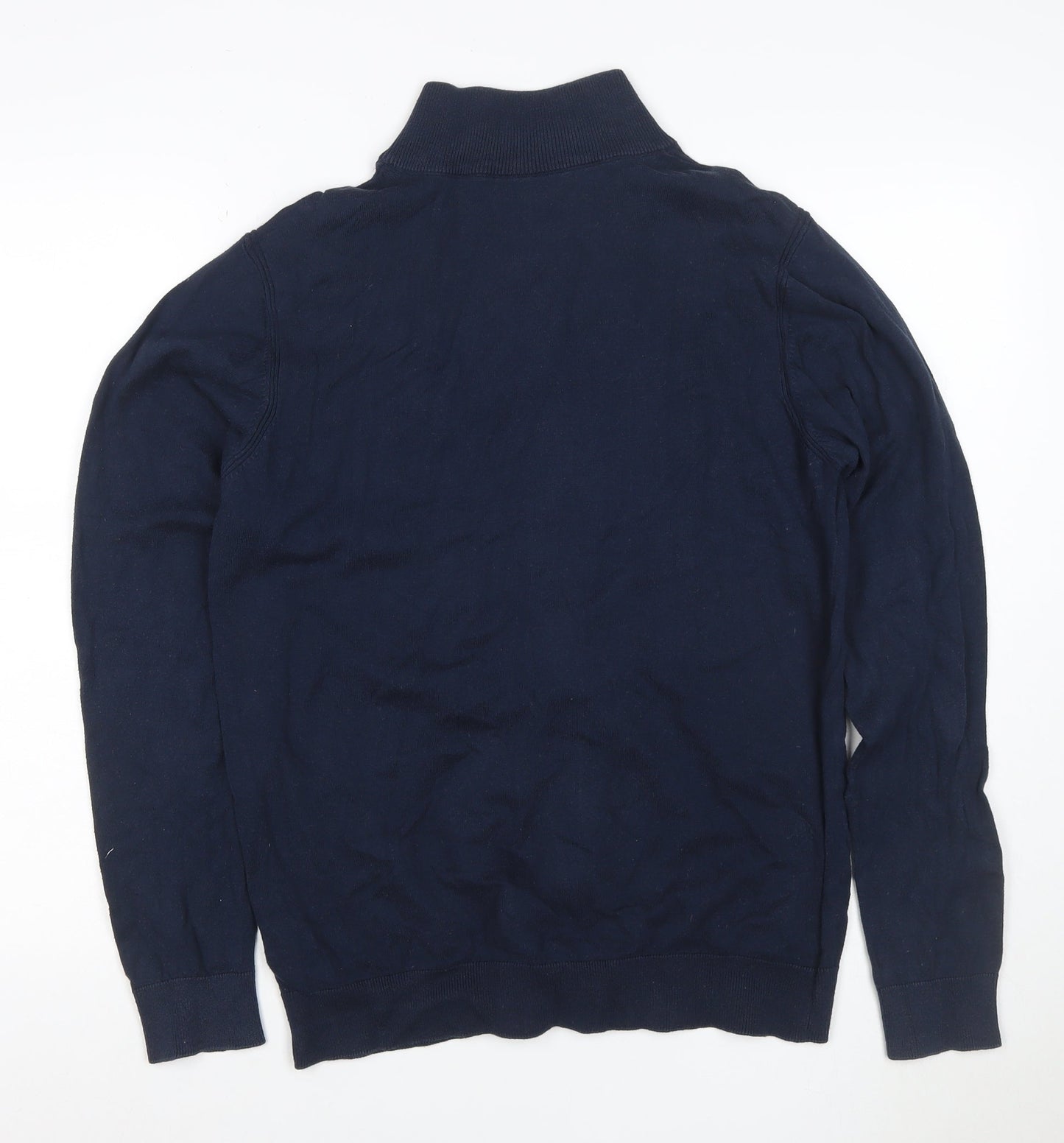Indicode Men’s Blue M Full Zip High Neck Cotton Blend Jumper