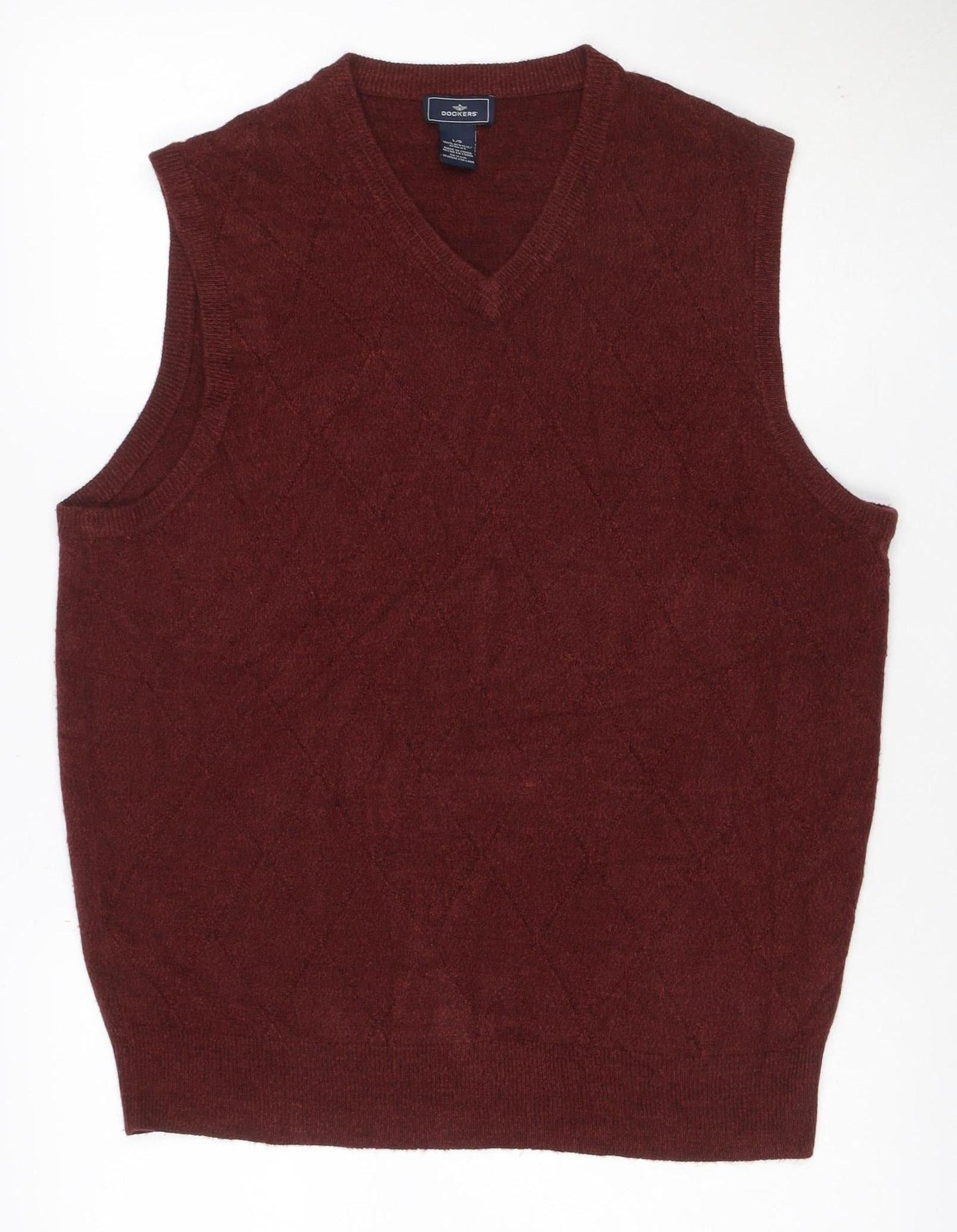 Dockers Men’s Red Acrylic V-Neck Knit Sleeveless Jumper Vest L