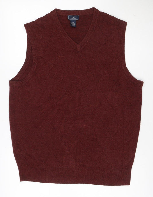 Dockers Men’s Red Acrylic V-Neck Knit Sleeveless Jumper Vest L