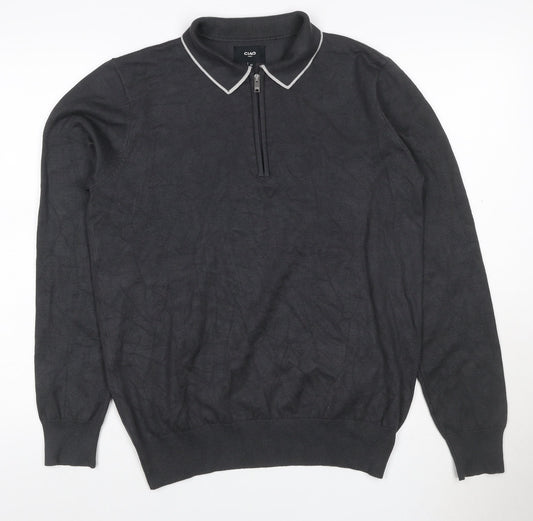 Ciao Italy Men’s Black M Long Sleeve 1/4 Zip Knit Polo