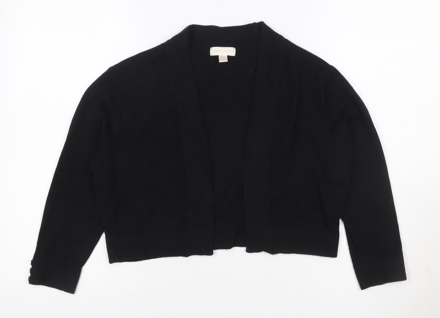 Pomodoro Women Black UK 12 Open Knit Cardigan Long Sleeve