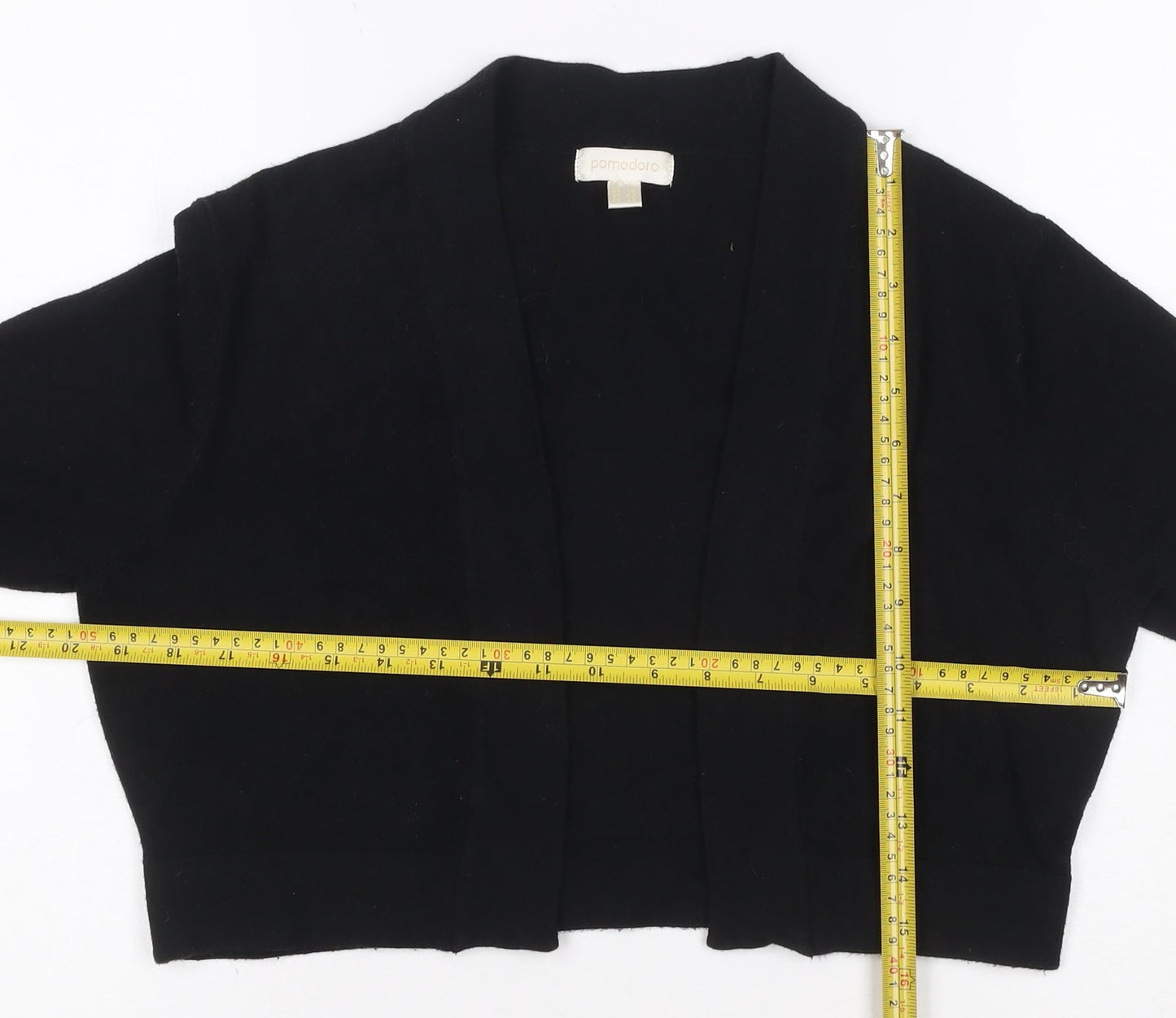 Pomodoro Women Black UK 12 Open Knit Cardigan Long Sleeve