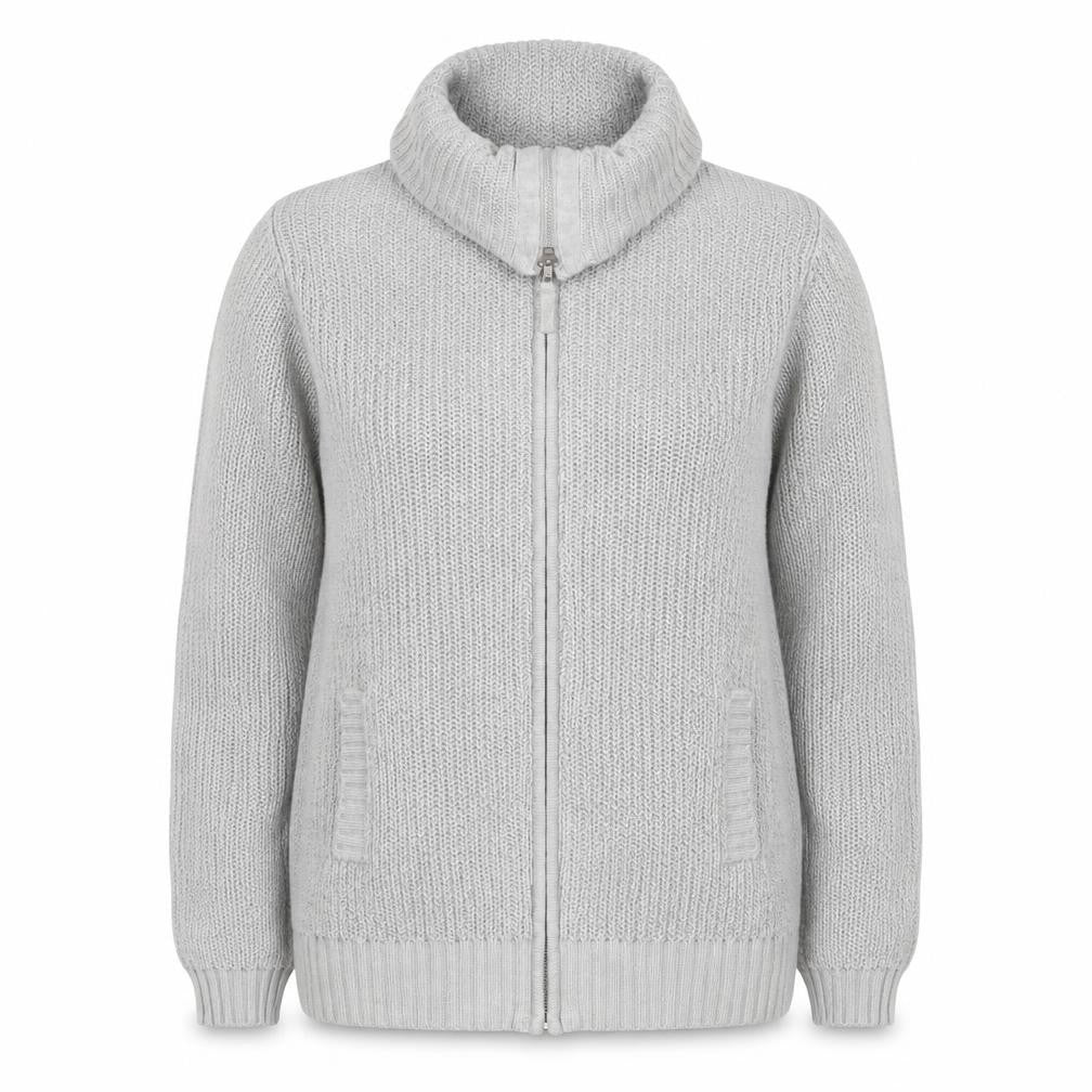 Marks & Spencer Women Grey UK 16 Chunky Knit Full Zip Jumper