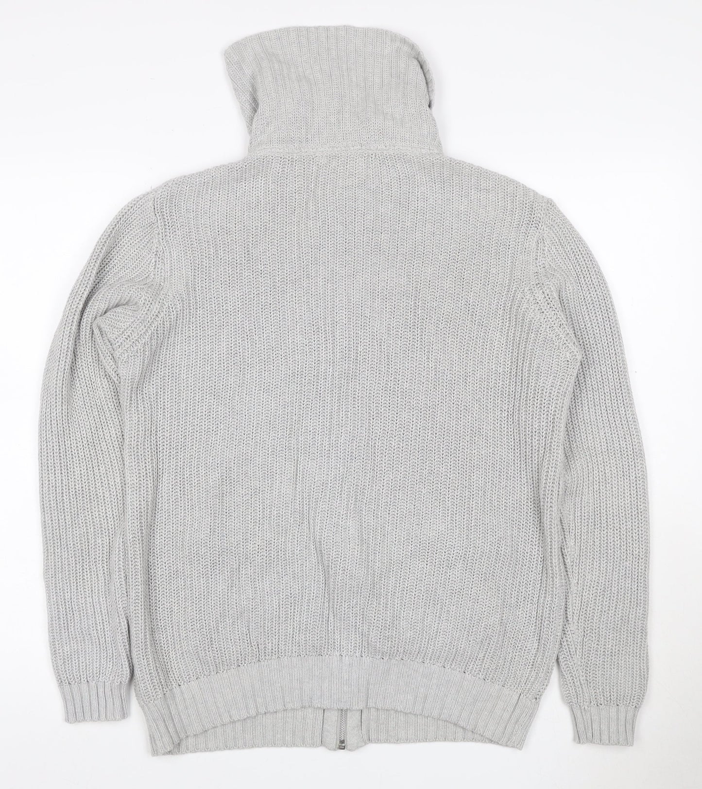 Marks and Spencer Women Grey UK 16 Chunky Knit Full Zip Jumper