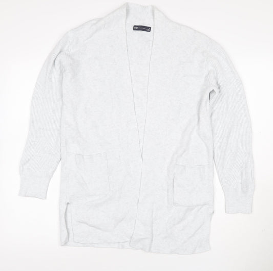 Marks and Spencer Women Grey UK 10 Long Knit Open Cardigan Pockets