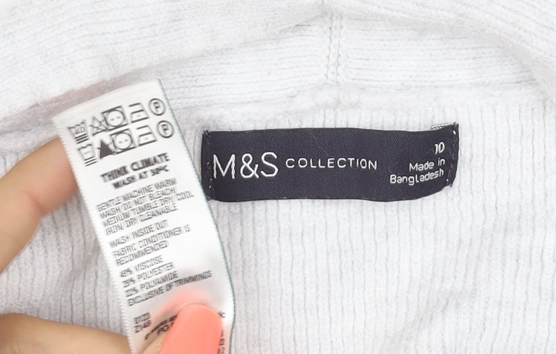 Marks and Spencer Women Grey UK 10 Long Knit Open Cardigan Pockets