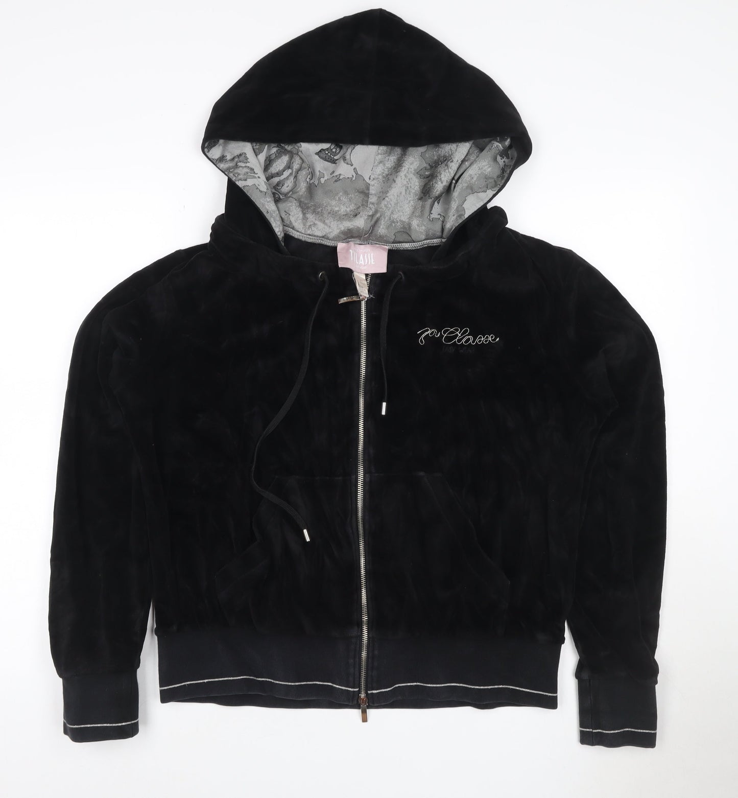 Alviero Martini 1A Classe Women’s Black XL Velour Full Zip Hoodie