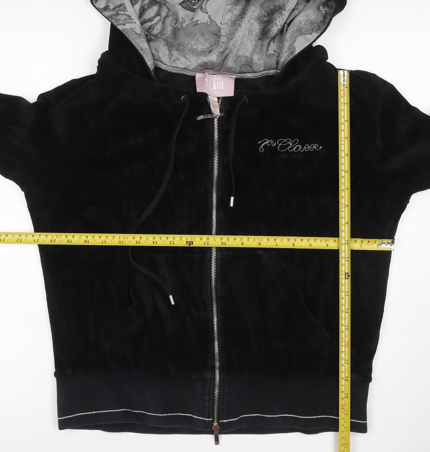 Alviero Martini 1A Classe Women’s Black XL Velour Full Zip Hoodie