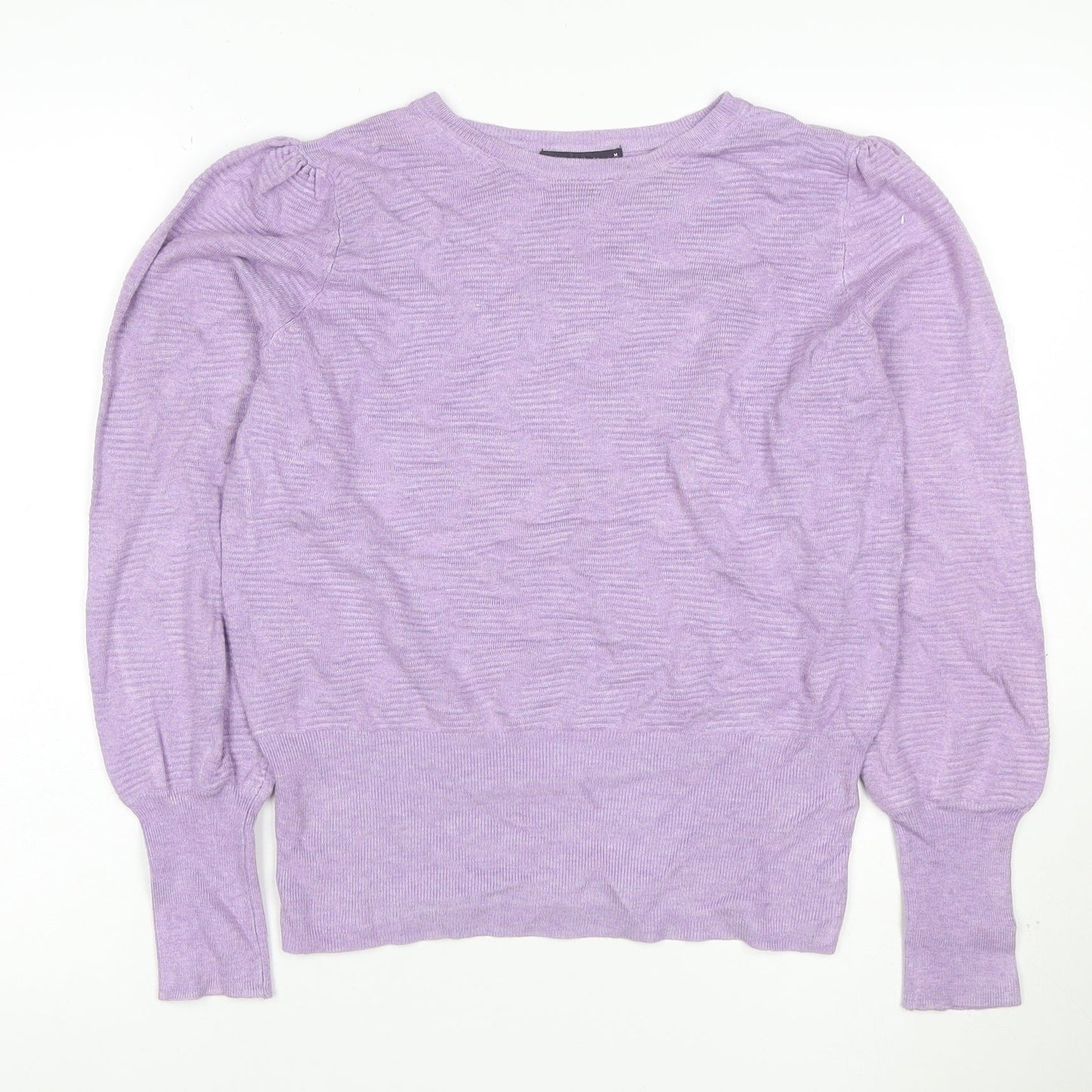Marks & Spencer Women Purple M Lyocell Knit Puff Sleeve Jumper