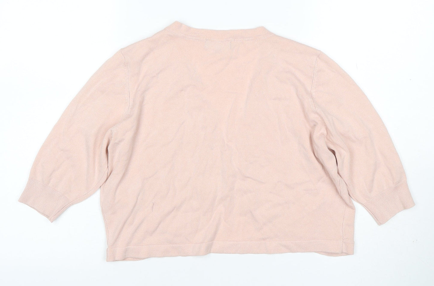 Debenhams Collection Women’s Pink Size 16 Open Knit Cardigan 3/4 Sleeve