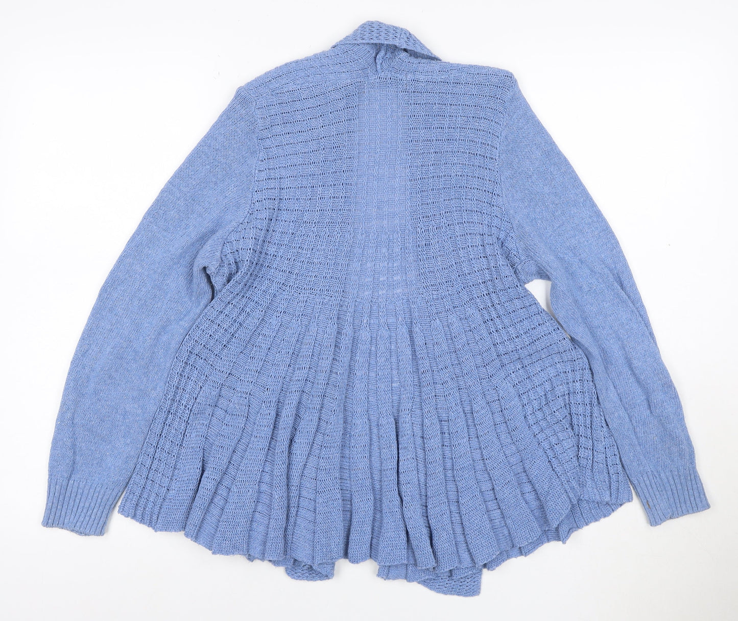 Remel London Women Blue M Open Knit Waterfall Cardigan Long Sleeve
