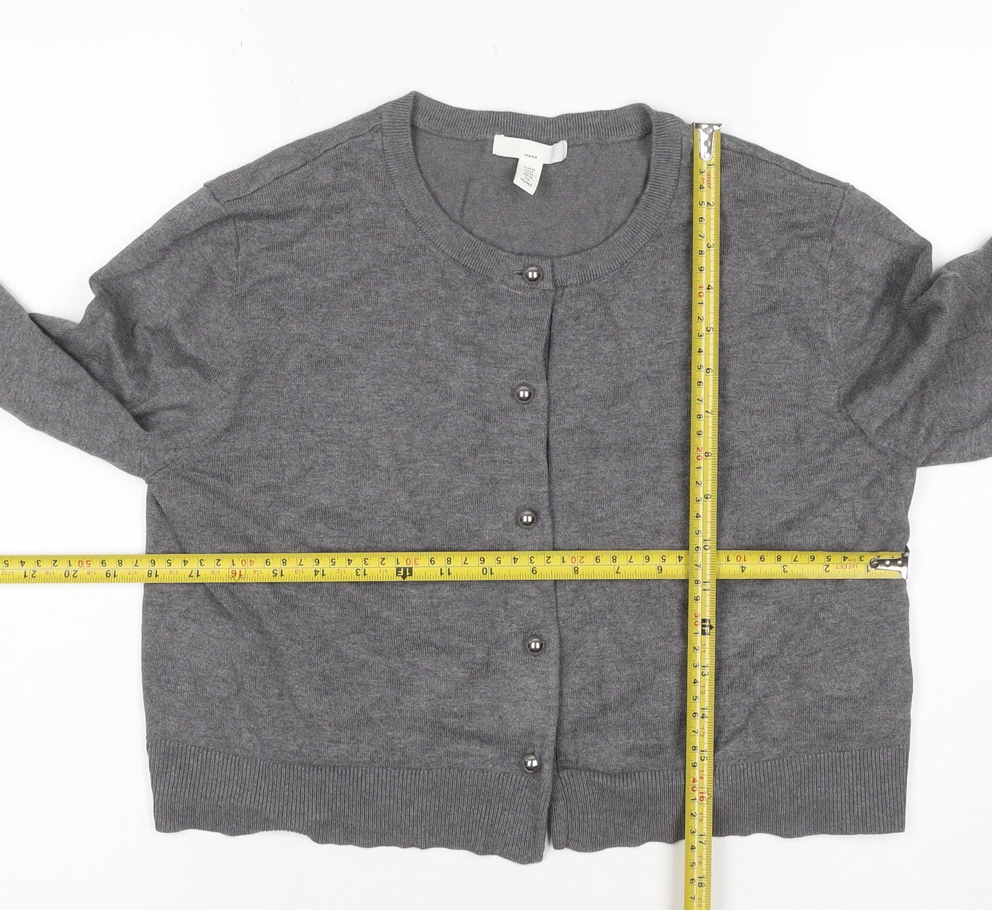 H&M MAMA Women Grey Maternity Cardigan UK 14 Knit Long Sleeve