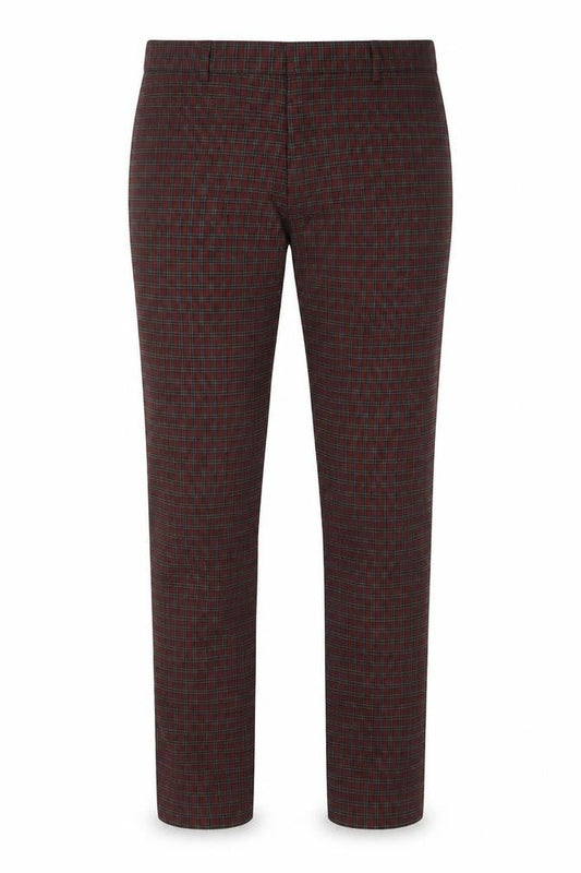 Villain Men’s Red Black Plaid Trousers Size 32R Straight Leg