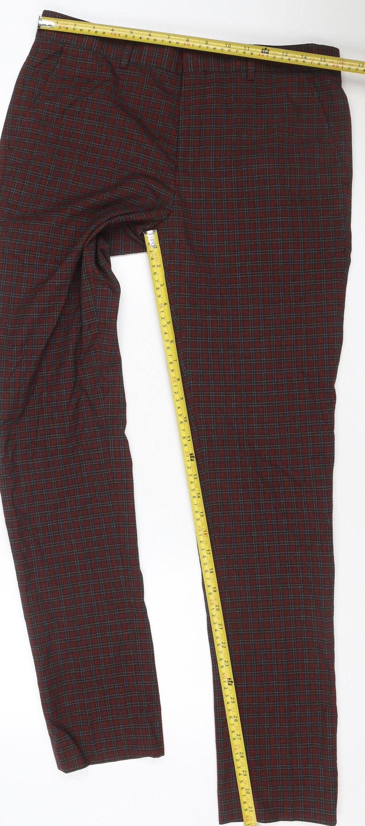 Villain Men’s Red Black Plaid Trousers Size 32R Straight Leg