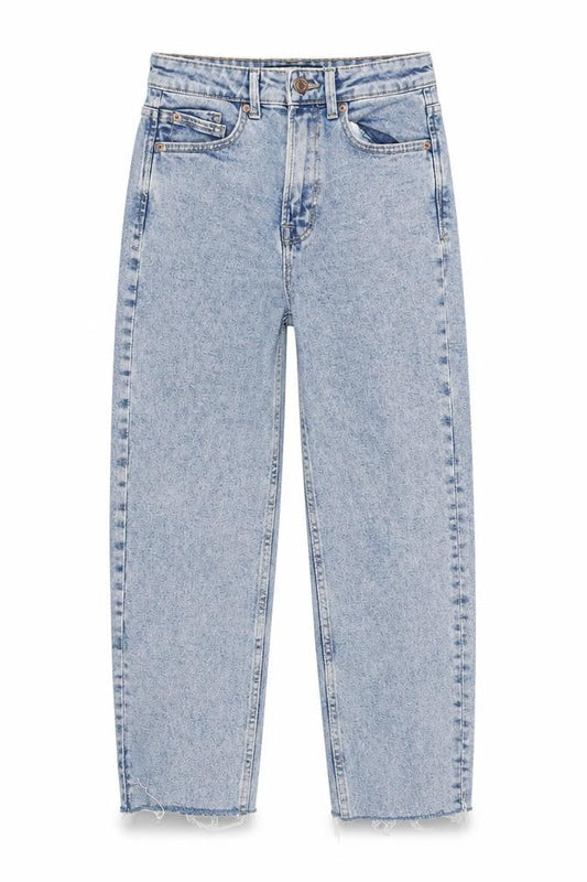Stradivarius Women Blue UK 6 Mom Slim High Rise Jeans Raw Hem