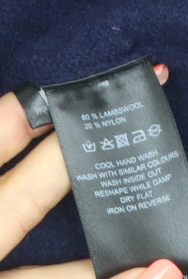Heyton Women’s Blue Multicolour Size 12 Lambswool Slogan Jumper