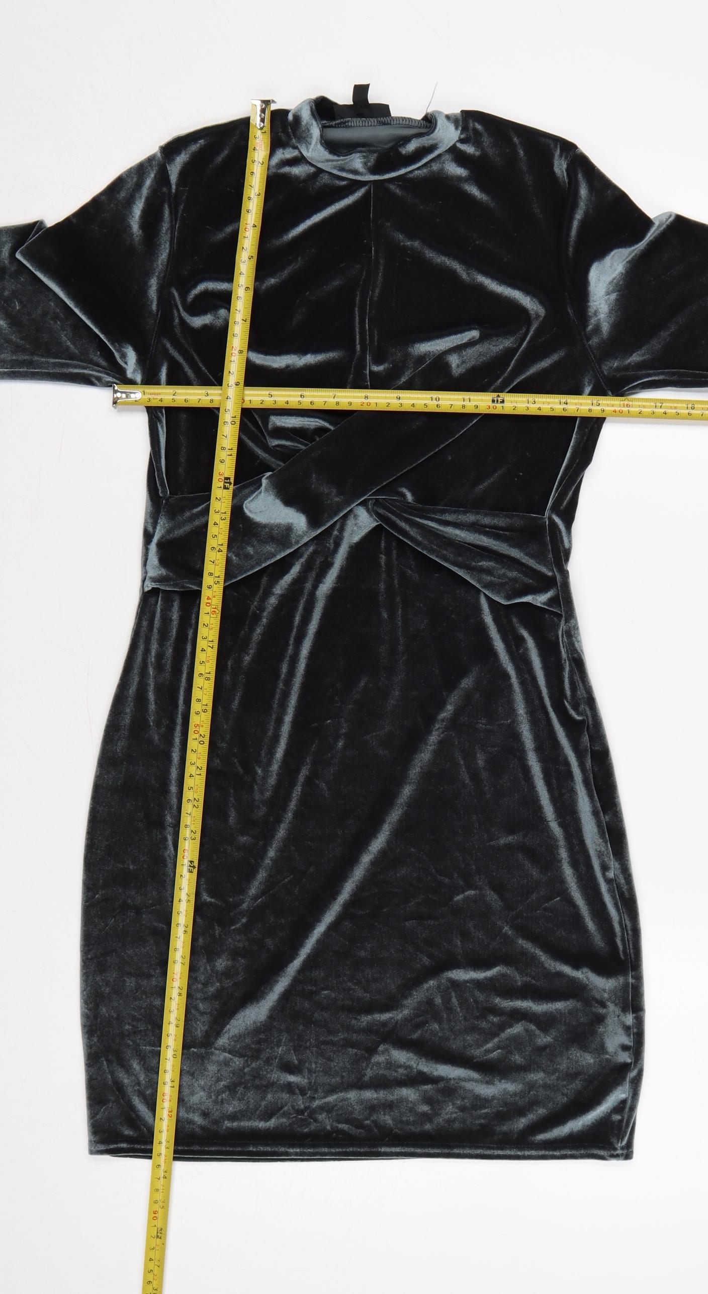 Topshop Women Black UK 10 Velvet Bodycon High Neck Party Dress