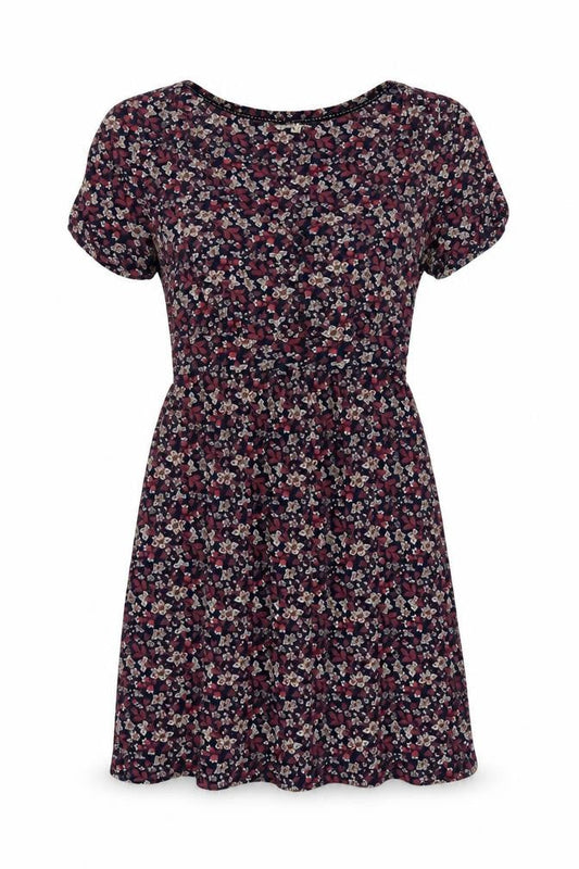 FatFace Women Blue Floral Fit & Flare Short Sleeve Dress UK 14