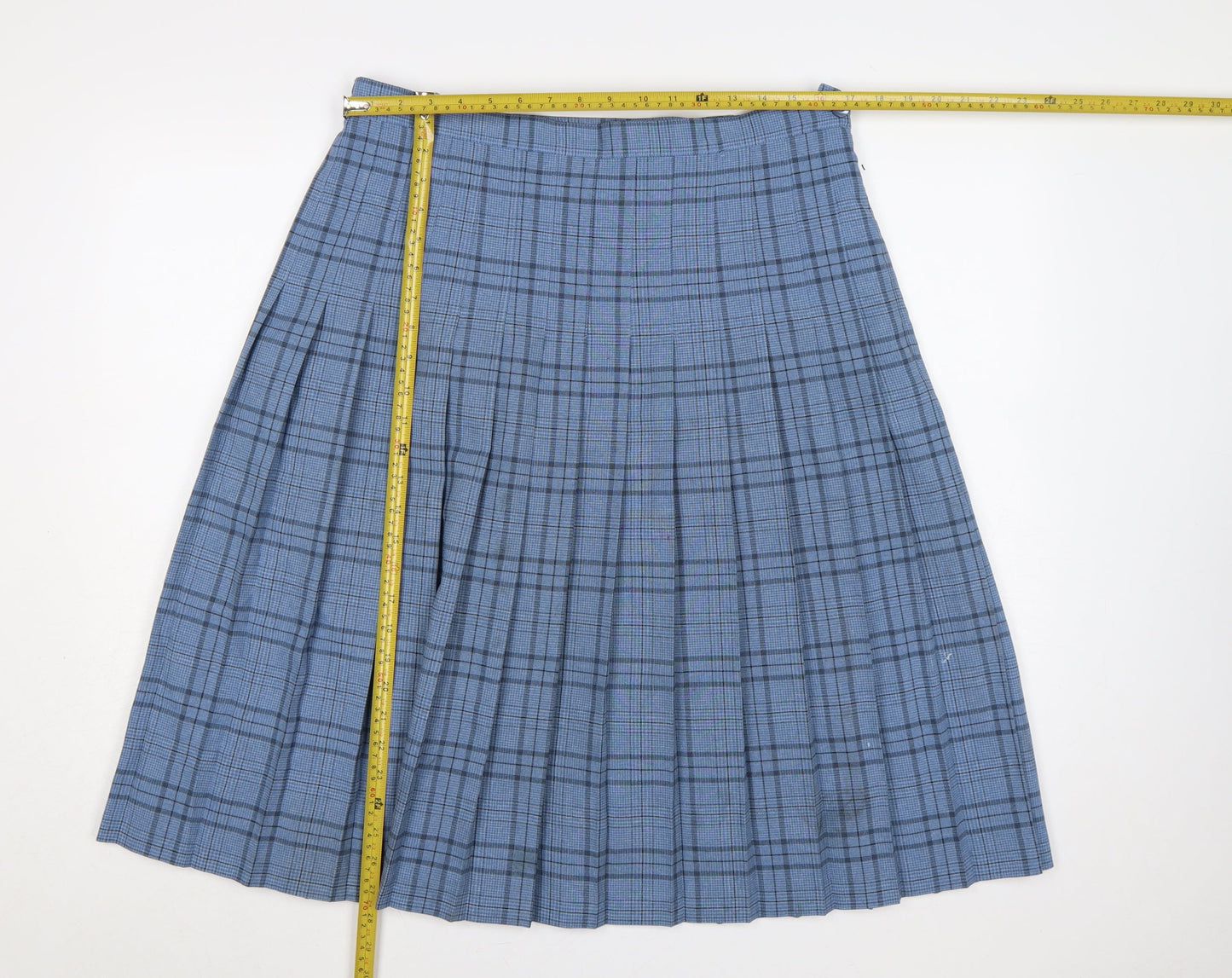 Honor Milburn EWM Women Blue Plaid Pleated Knee Length Skirt UK 16
