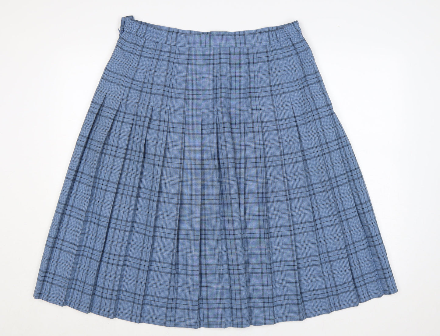 Honor Milburn EWM Women Blue Plaid Pleated Knee Length Skirt UK 16