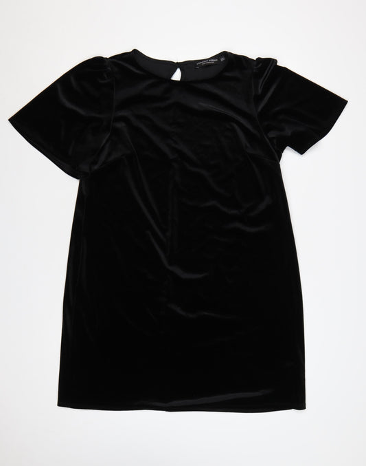 Dorothy Perkins Women Black UK 16 Velvet Shift Dress Flutter Sleeve