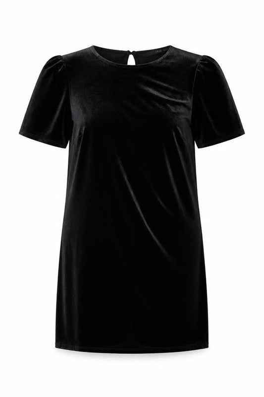 Dorothy Perkins Women Black UK 16 Velvet Shift Dress Flutter Sleeve