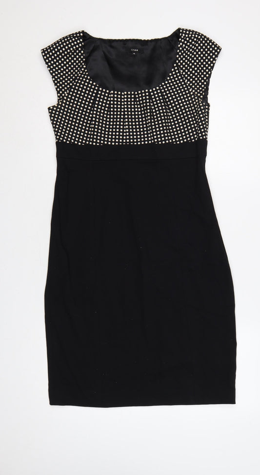 Linea Women’s Black Polka Dot Jacquard Sheath Dress UK 12