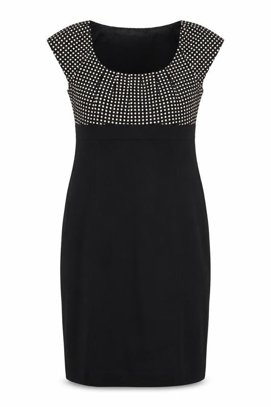 Linea Women’s Black Polka Dot Jacquard Sheath Dress UK 12