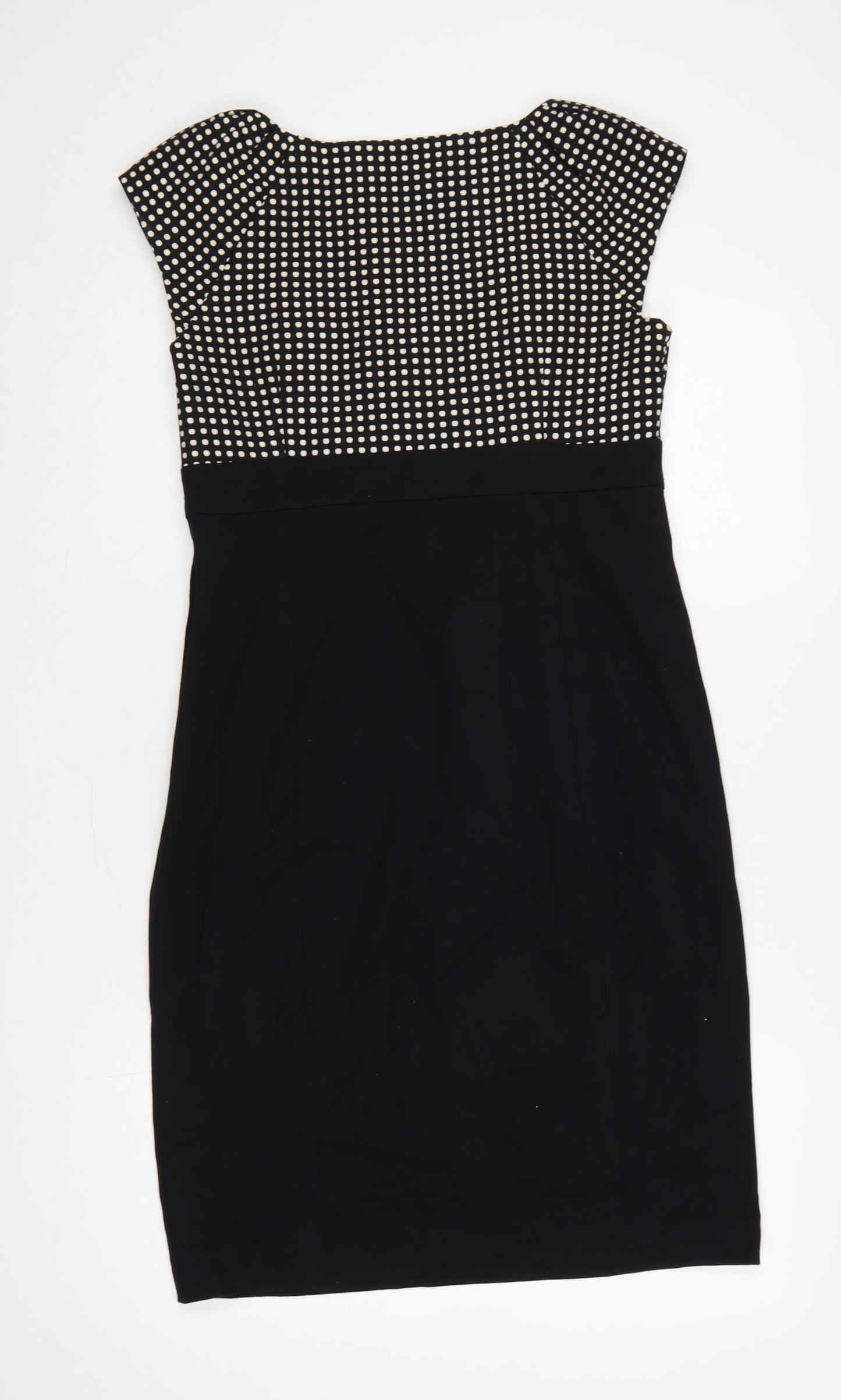 Linea Women’s Black Polka Dot Jacquard Sheath Dress UK 12