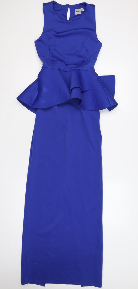 ASOS Women’s Blue UK 8 Long Sheath Peplum Occasion Dress