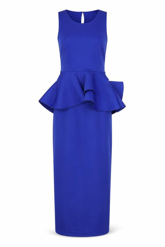ASOS Women’s Blue UK 8 Long Sheath Peplum Occasion Dress