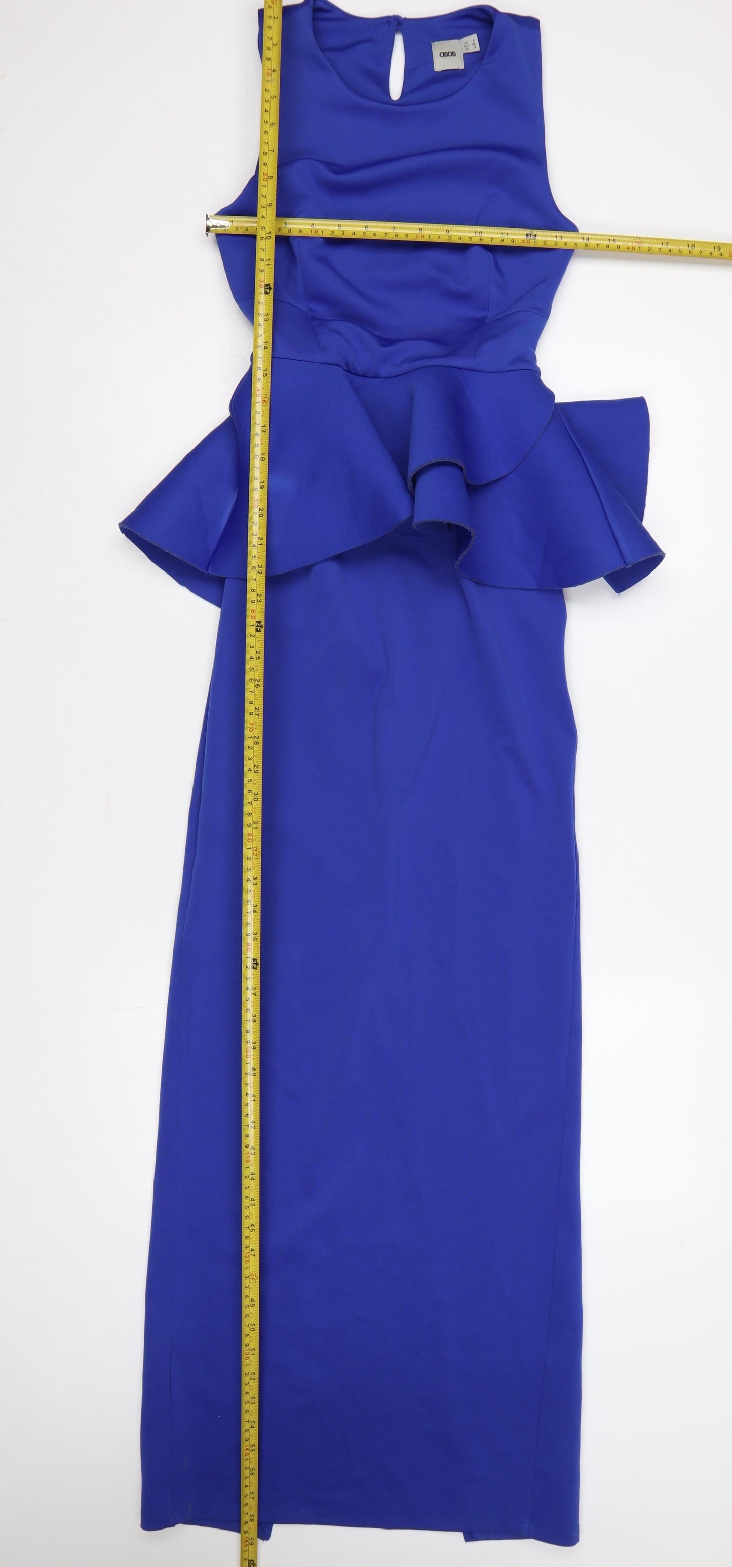 ASOS Women’s Blue UK 8 Long Sheath Peplum Occasion Dress