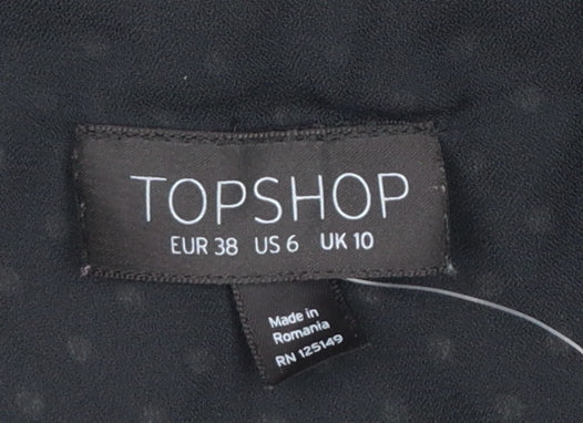 Topshop Women Black Polka Dot Wide-Leg Strappy Jumpsuit UK 10