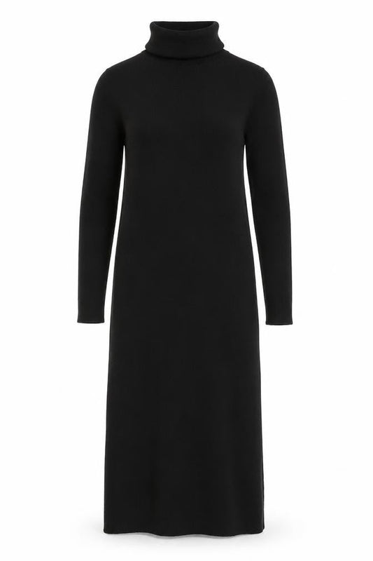 Sonsandar Women Black Size 8 Long Roll Neck Knit Jumper Dress
