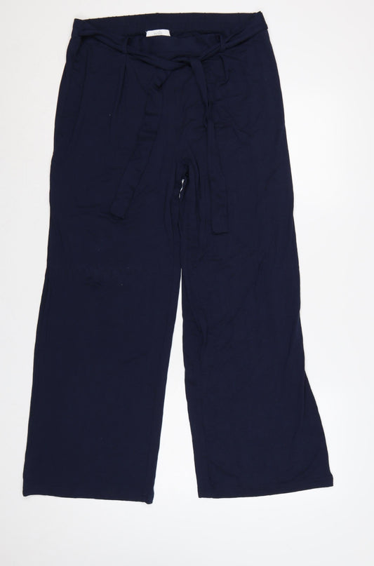 Wallis Women’s Navy Blue UK 14 Wide-Leg Belted Trousers