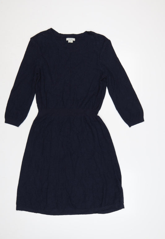 Fat Face Women Blue UK 10 Knit Jumper Dress Long Sleeve
