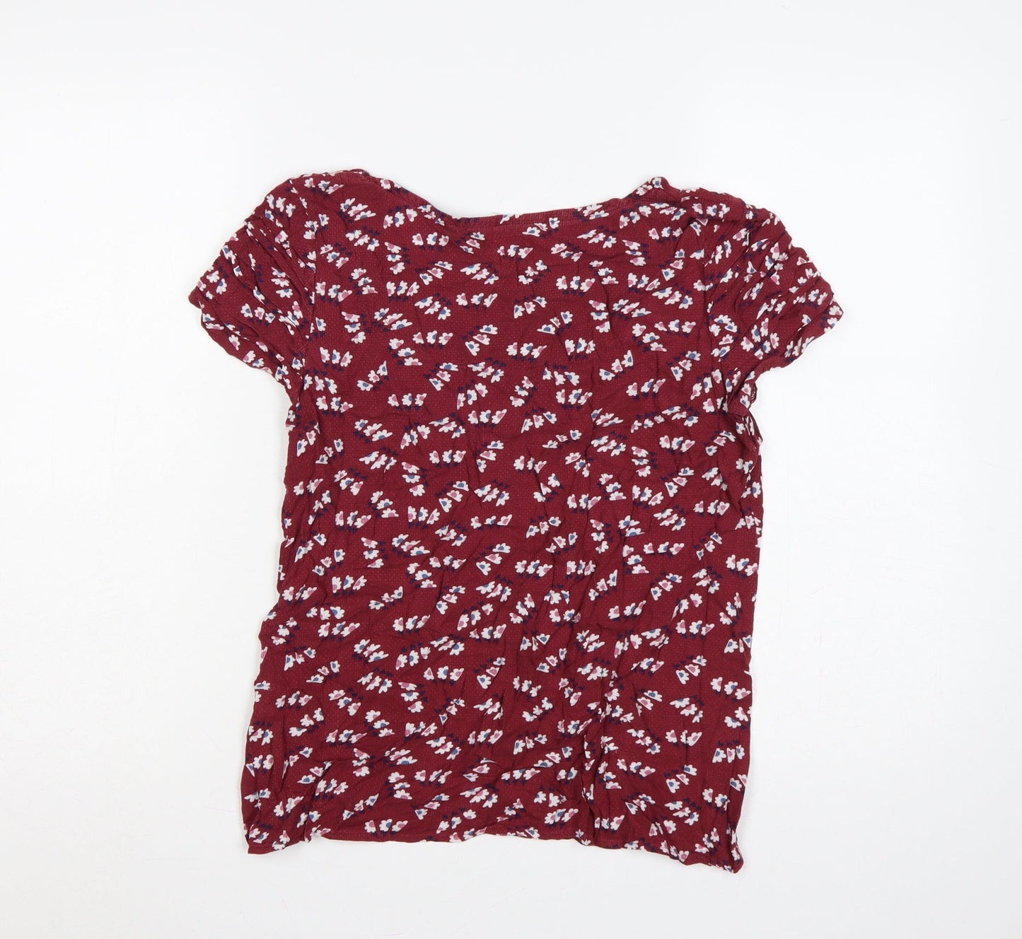 Faithful Mantara & True Women Red Floral Puff Sleeve Blouse UK 10