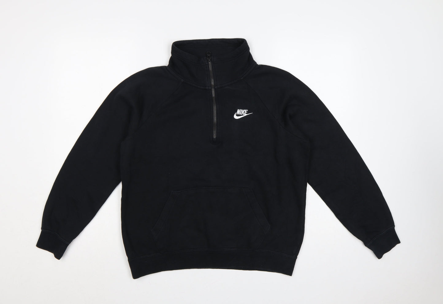 Nike Women Black Small 1/4 Zip Fleece Sweatshirt Logo Pocket