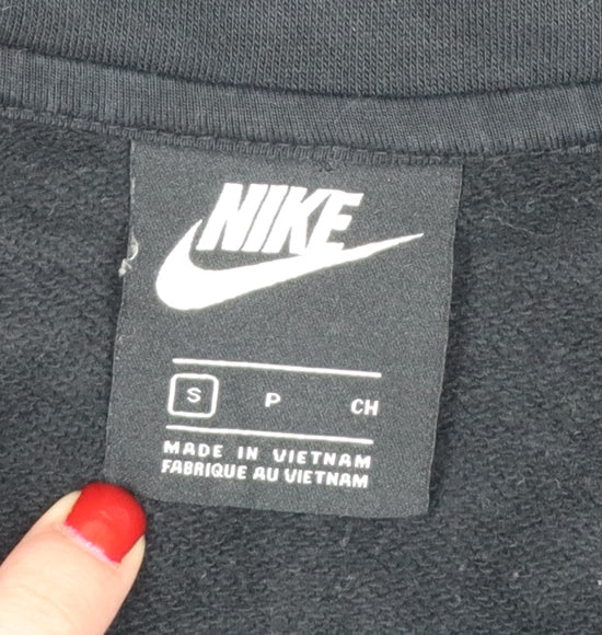 Nike Women Black Small 1/4 Zip Fleece Sweatshirt Logo Pocket