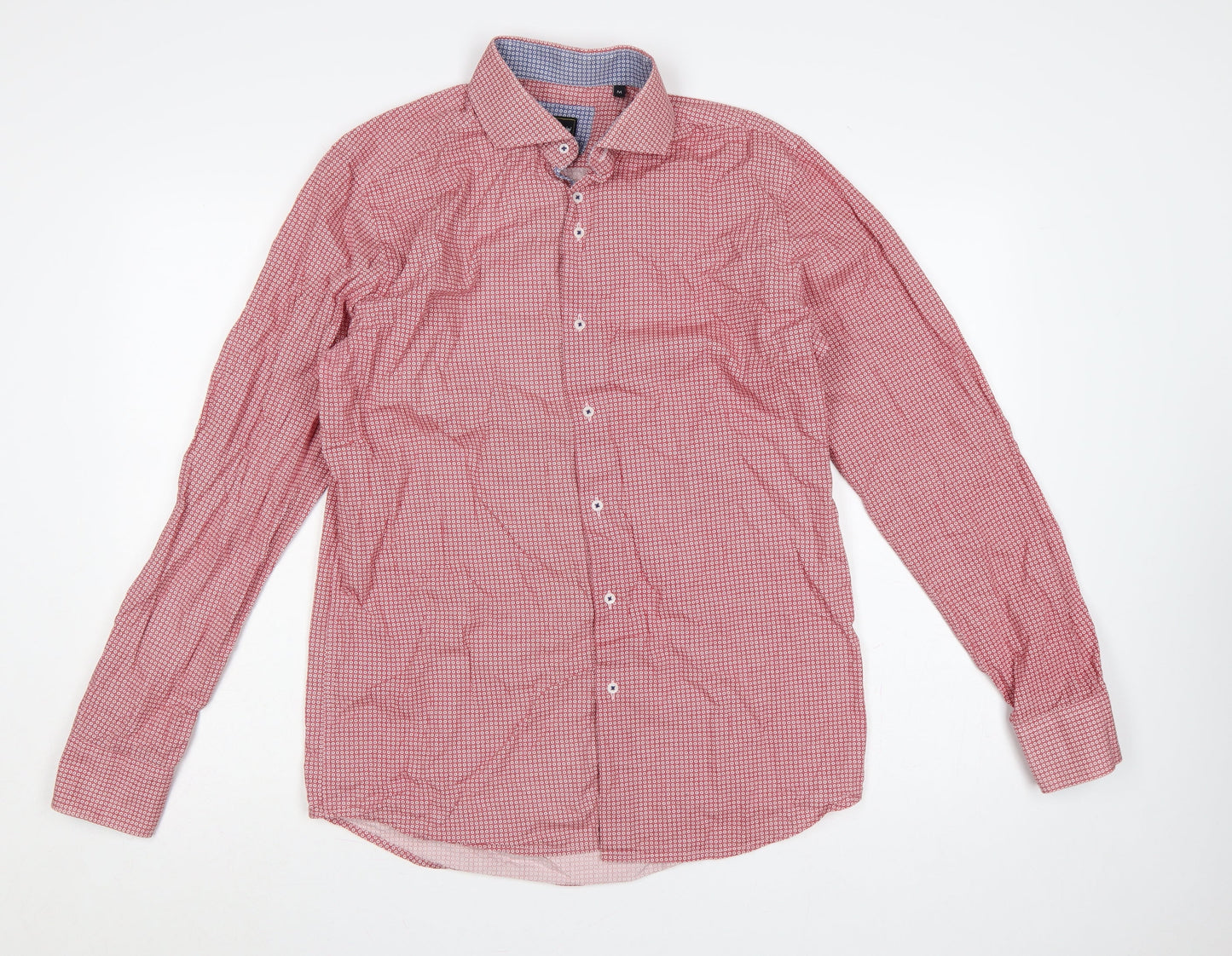 Mauro Puccini Men’s Pink Geometric Print Button-Down Shirt M