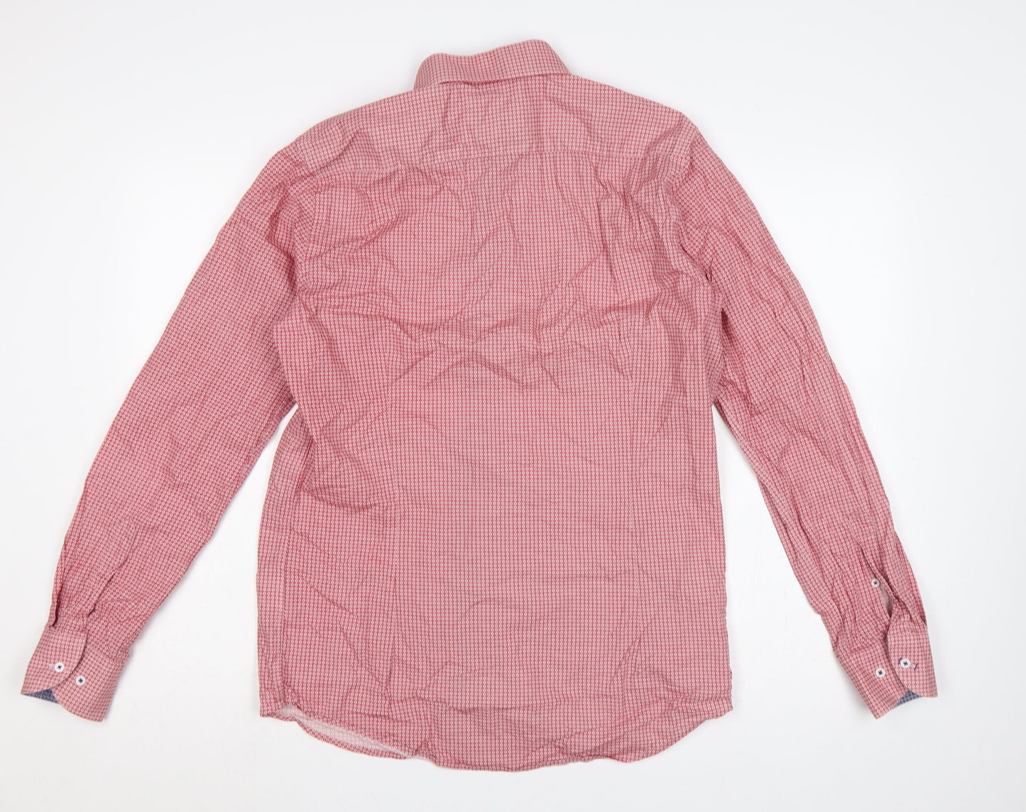 Mauro Puccini Men’s Pink Geometric Print Button-Down Shirt M
