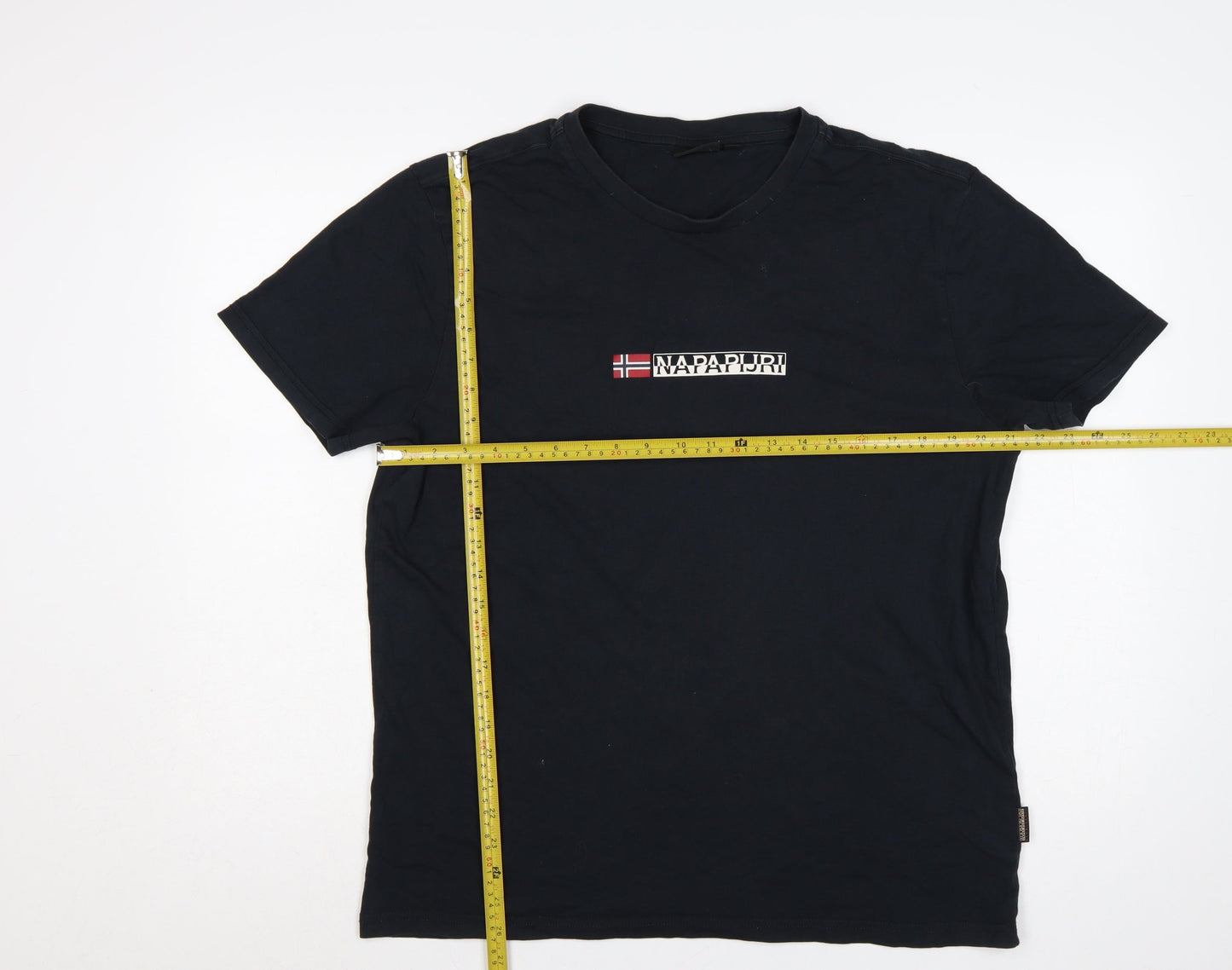Napapijri Men's Black XL Graphic Logo Flag Crew Neck T-Shirt
