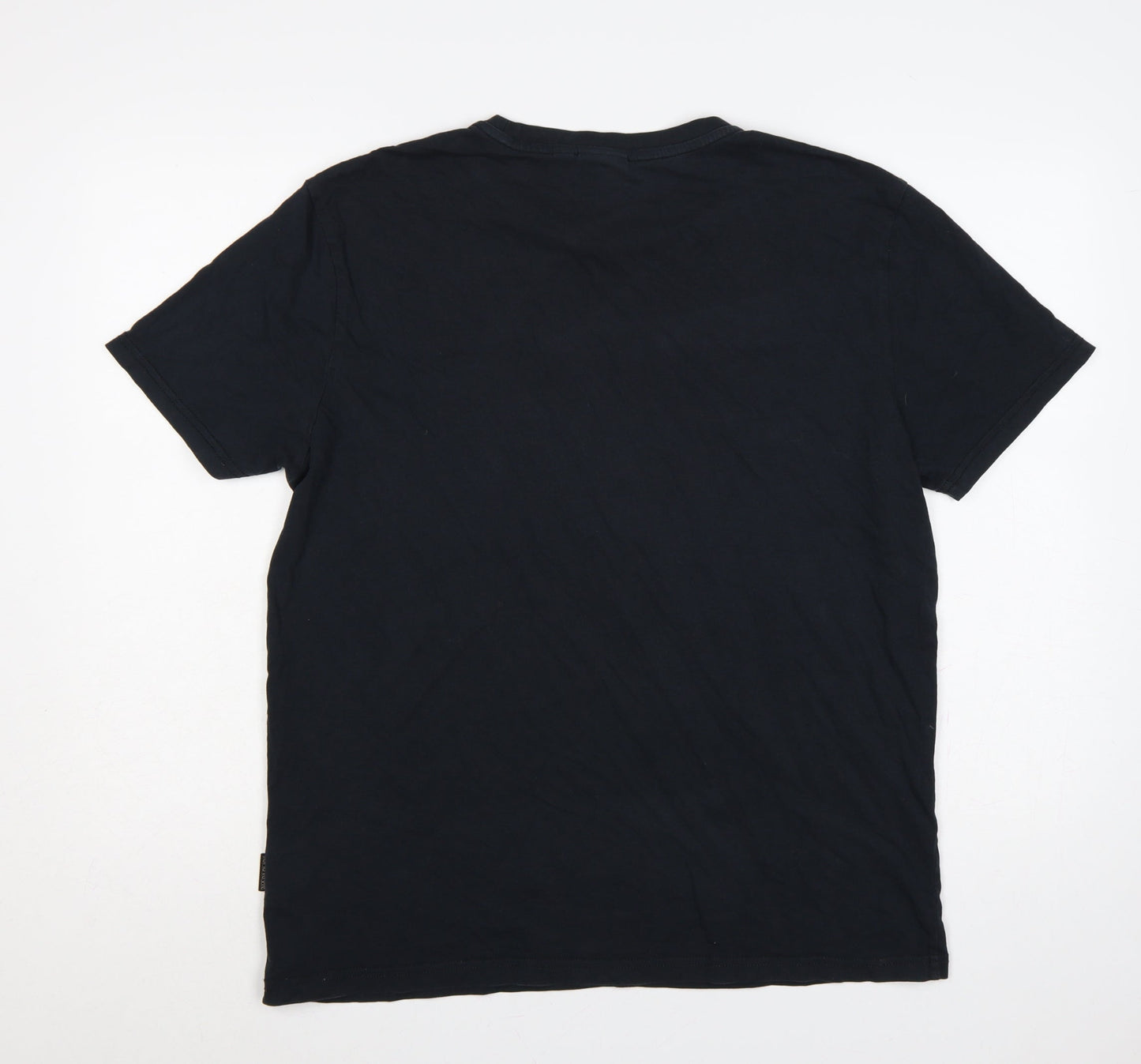 Napapijri Men's Black XL Graphic Logo Flag Crew Neck T-Shirt