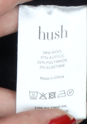 Hush Women Black M Wool Blend V-Neck Button Cardigan Raglan Knit