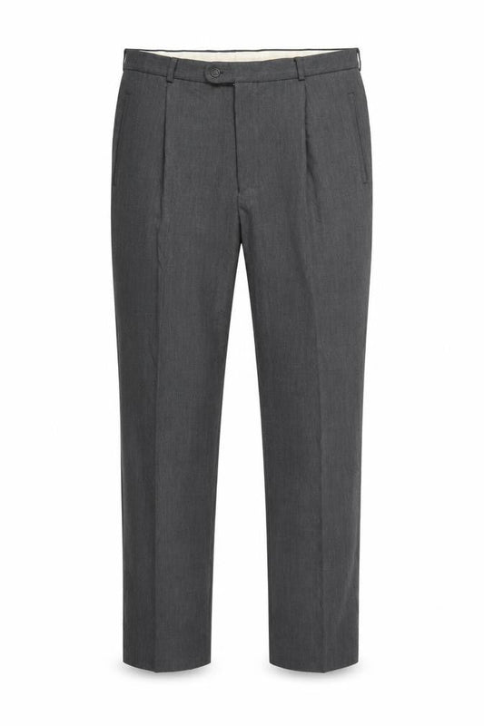 Bruno Saint Hilaire Men Grey 38R Straight Dress Trousers Lycra