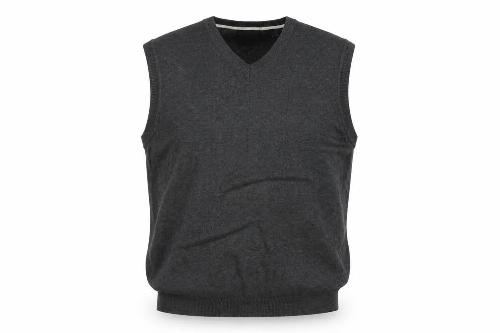 Van Heusen Men’s Grey L Cotton V-Neck Knitted Sleeveless Jumper Vest