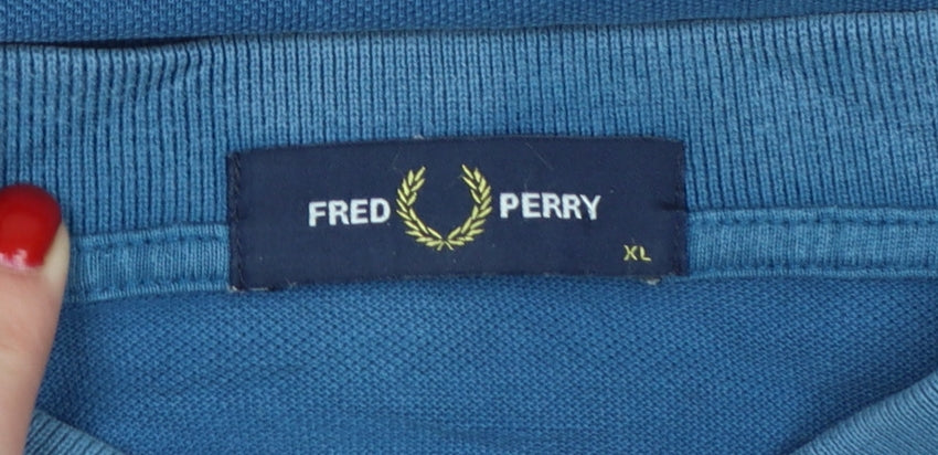 Fred Perry Men's Blue XL Twin Tipped Cotton Short Sleeve Polo Shirt