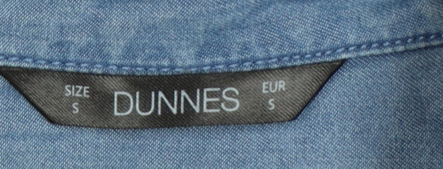 Dunnes Women Blue S Lyocell Chambray Button-Up Shirt Long Sleeve