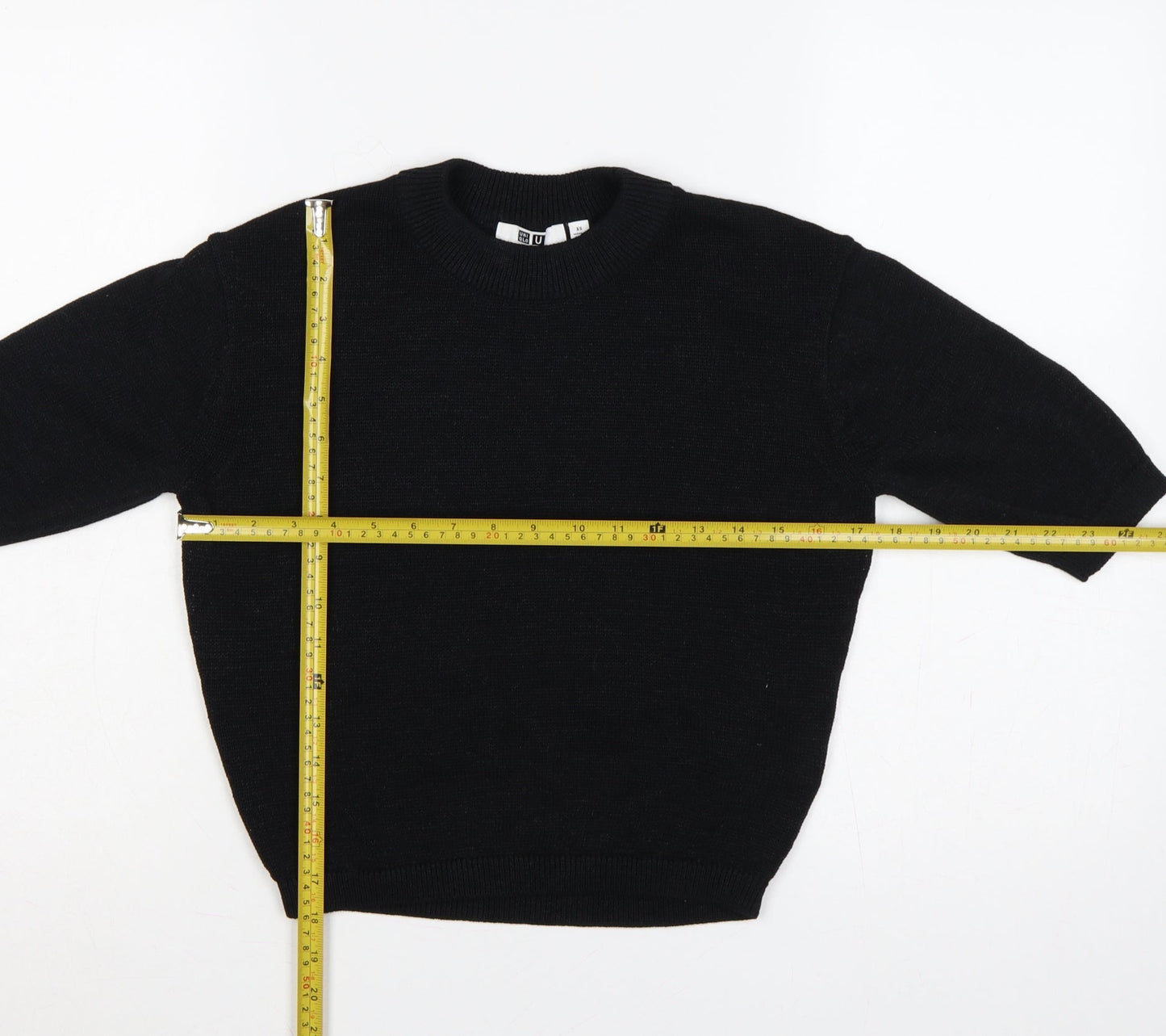 Uniqlo U Women’s Black XS Short Sleeve Crew Neck Knit Pullover Jumper
