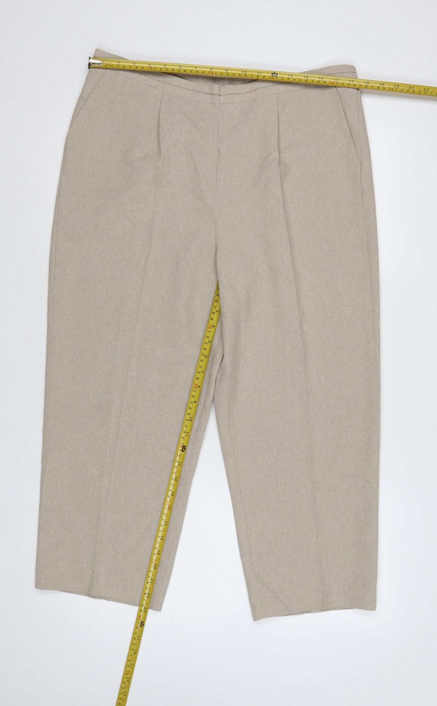 BM Collection Women's Beige Size 16 Straight Leg Dress Trousers